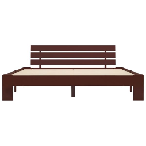 vidaXL Рамка за легло, тъмнокафява, бор масив, 180x200 см