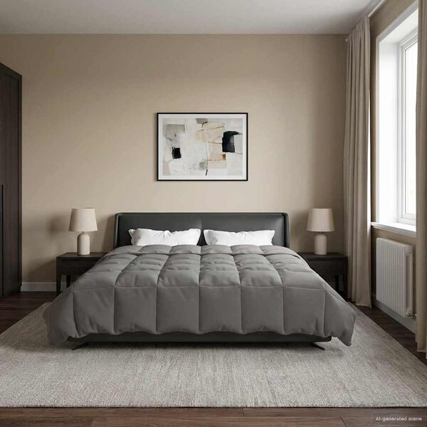 vidaXL Пълно годишно юрганче Светлосиво 200 x 220 cm Микрофибър