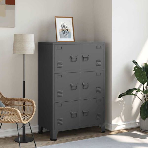 vidaXL Индустриален скрин за съхранение, антрацит, 75x40x115 cм, метал