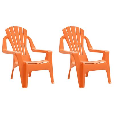 vidaXL Градински столове 2бр за деца оранжеви 37x34x44см PP дървен вид