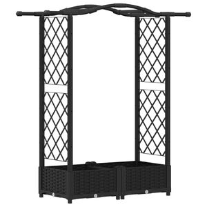 vidaXL Повдигнато легло с решетка и покривка Черно 124 x 40 x 123 см
