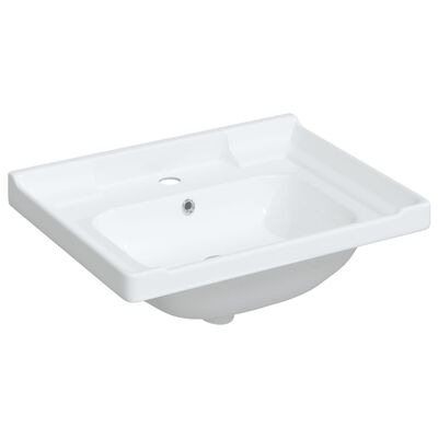 vidaXL Мивка за баня, бяла, 61x48x23 см, правоъгълна, керамика
