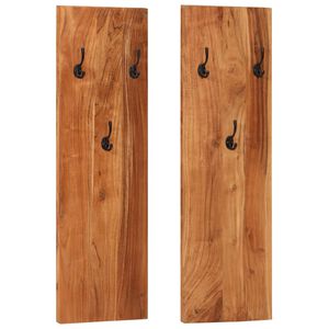 vidaXL Закачалки за стена, 2 бр, 36x3x110 см, акациева дървесина масив