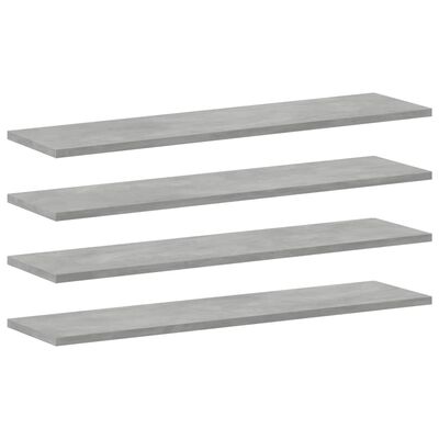 vidaXL Рафтове за етажерка, 4 бр, бетонно сиви, 80x20x1,5 см, ПДЧ