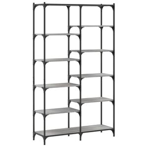 vidaXL Етажерка сив сонома 100x32x170 см инженерно дърво и желязо