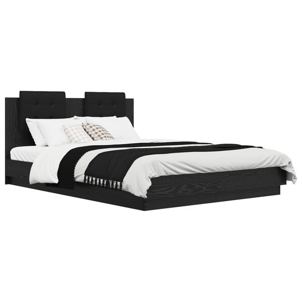 vidaXL Леглова рамка с табла Старо дърво 140 x 200 cm Инженерно дърво