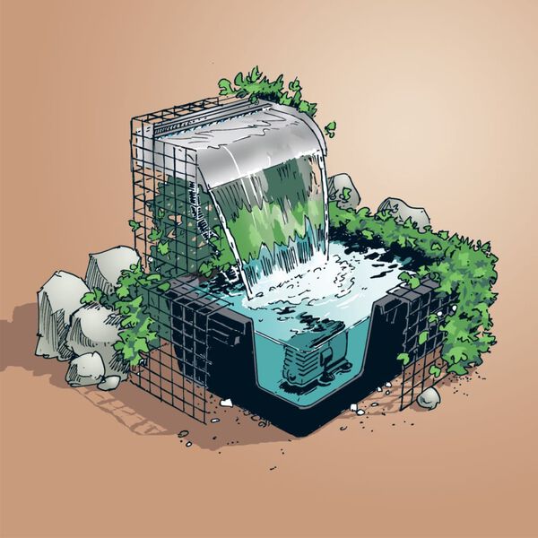 Ubbink Водопад LED комплект Nevada 60 см неръждаема стомана