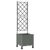 vidaXL Градински сандък с решетка и колела Светлосиво 40 x 40 x 149 см