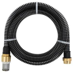 vidaXL Смукателен маркуч с месингови съединители черен 1,1" 3 м PVC