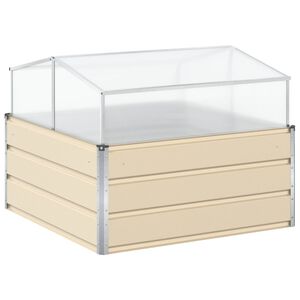 vidaXL Кашпа Слонова кост 100 x 100 x 77 cm Галванизирана стомана