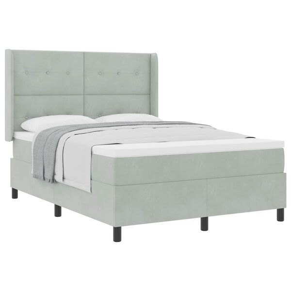 vidaXL Легло с пружинирана основа Светлосиво 160 x 200 cm Кадифе