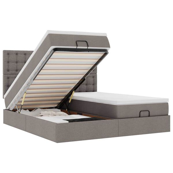 vidaXL Османска легло с матрак и LED, таупе, 200x200 см, плат