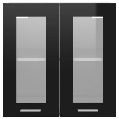 vidaXL Висящ стъклен шкаф, черен, 60x31x60 см, ПДЧ