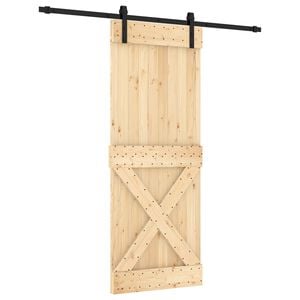 vidaXL Преплъзваща се врата 80 x 210 cm Естествено и черно