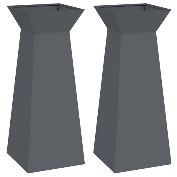 vidaXL Саксия с колона 2 pcs Антрацит 40 x 40 x 100 cm