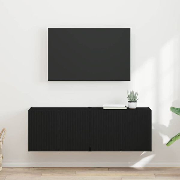 vidaXL TV стенен шкаф 2 pcs Черно 59,5 x 31 x 40 см Инженерно дърво