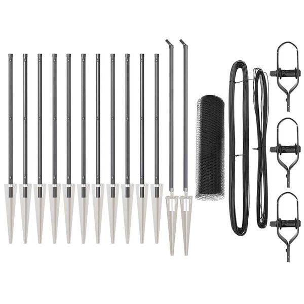 vidaXL Стълб за ограда. Сив 25 x 0,5 м (25 мм мрежа) Стомана