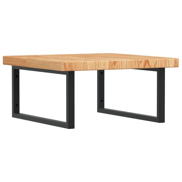 vidaXL Стенен рафт за мивка, стомана и масивно дърво дъб