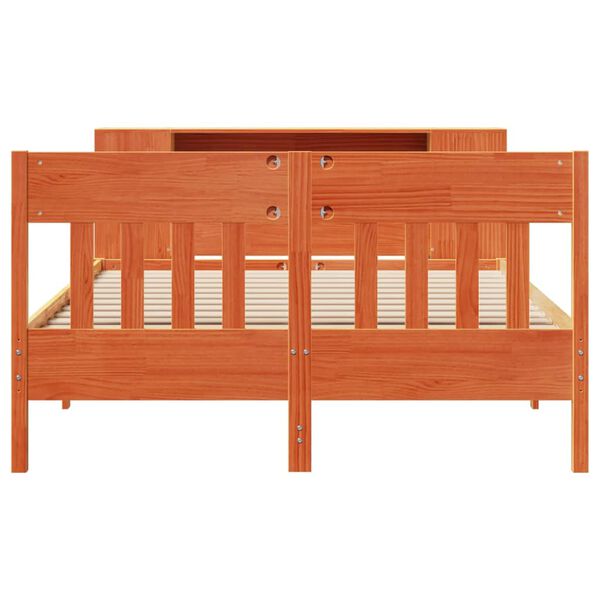vidaXL Легло с етажерка за книги, без матрак, 150x200 см, бор масив