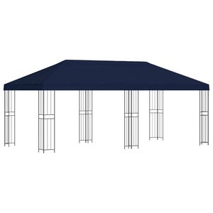 vidaXL Градинска беседка 6 x 3 m Синьо Полиестер и стомана 190 gsm