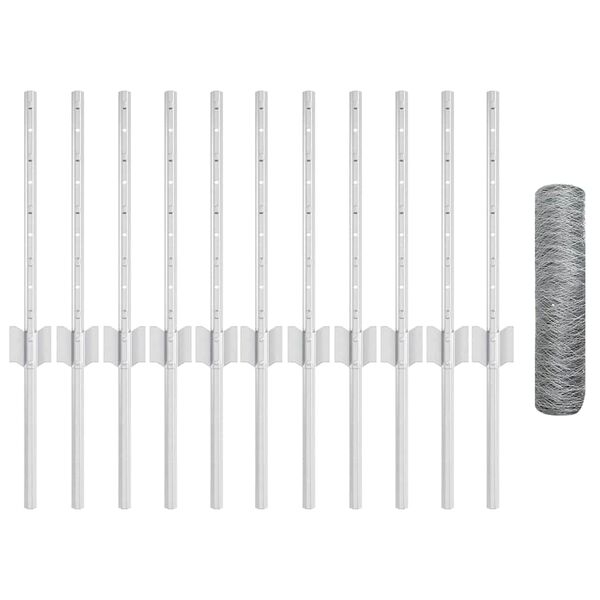 vidaXL Ограда с пост Сребрист 0,4 x 25 м Стомана