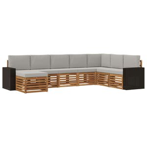 vidaXL Комплект дивани за открито 8 pcs Натурално и светлосиво