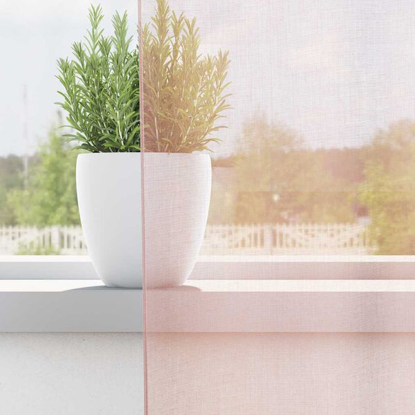 vidaXL Пердета от воал с прът джобове, 2 бр, светлорозово