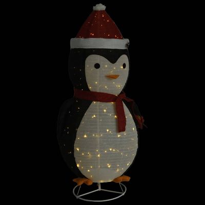 vidaXL Декоративен коледен снежен пингвин LED луксозен плат 180 см