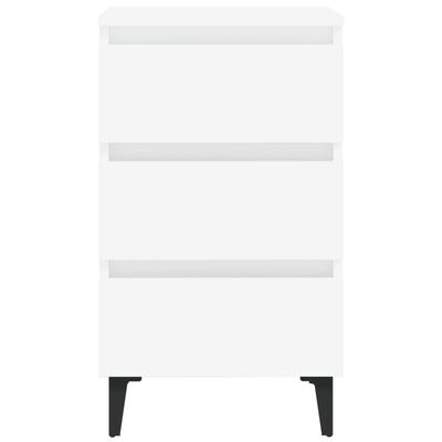 vidaXL Нощни шкафчета с метални крака, 2 бр, бели, 40x35x69 см