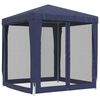 vidaXL Парти палатка с 4 мрежести странични стени, синя, 2x2 м, HDPE