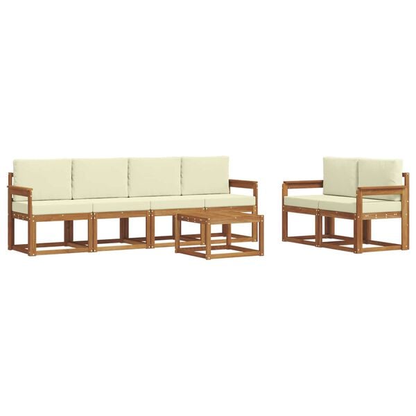 vidaXL Комплект дивани за открито 7 pcs Натурален и Крема