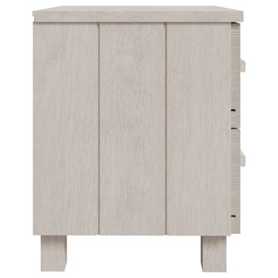 vidaXL Нощно шкафче HAMAR, бяло, 40x35x44,5 см, борово дърво масив