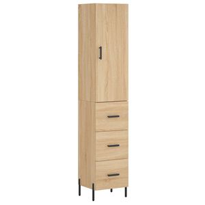 vidaXL Висок шкаф, сонома дъб, 34,5x34x180 см, инженерно дърво