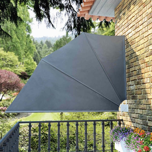 vidaXL Сгъваема странична тента за балкон, сива, 160x240 см