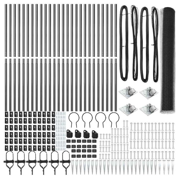 vidaXL Оградa с колчета Сив 1.4 x 50 m Покрит със PVC стомана