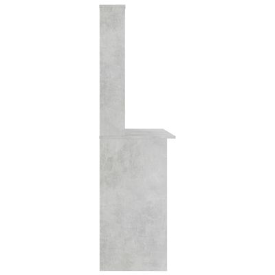 vidaXL Бюро с рафтове, бетонно сиво, 110x45x157 см, ПДЧ