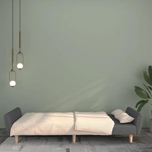 vidaXL 2-местно разтегателно канапе, светлосиво, текстил