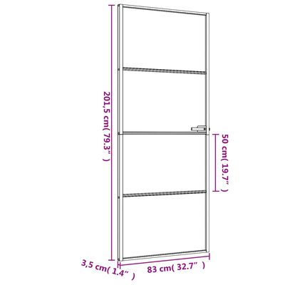 vidaXL Интериорна врата черна 83x201,5 см закалено стъкло и алуминий