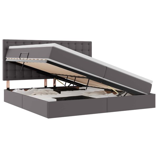 vidaXL Легло с място за съхранение Сив 200 x 200 cm Изкуствена