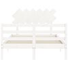 vidaXL Рамка за легло с табла бяла Double масивно дърво