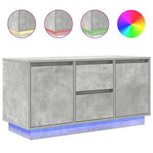 vidaXL ТВ шкаф с LED осветление, бетонно сив, 100x41x50 см