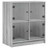vidaXL Страничен шкаф със стъклени врати, сив сонома, 68x37x75,5 см