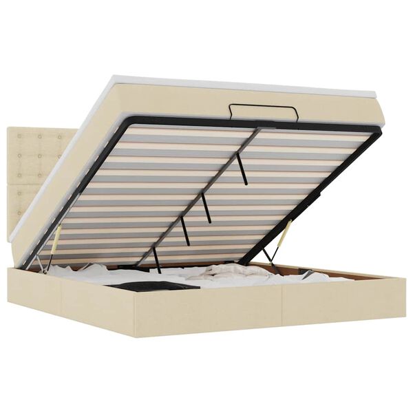 vidaXL Османска легло с матрак, кремаво, 180x200 см, плат