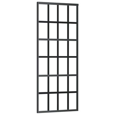 vidaXL Плъзгаща врата, ESG стъкло и алуминий, 76x205 см, черна