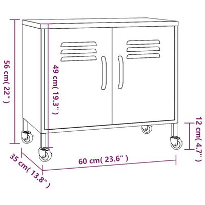 vidaXL Шкаф за съхранение, мента, 60x35x56 см, стомана