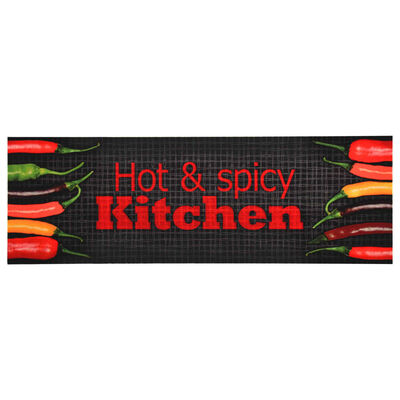 vidaXL Кухненско килимче, перимо, надпис "Hot & Spicy", 60x300 см