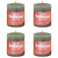 Bolsius Рустик колонни свещи Shine, 4 бр, 80x68 мм, свежо маслинено