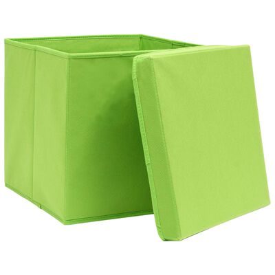 vidaXL Кутии за съхранение с капаци 4 бр 28x28x28 см зелени