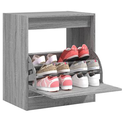 vidaXL Шкаф за обувки, сив сонома, 60x42x69 см, инженерно дърво