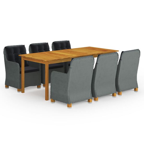 vidaXL Градински трапезен комплект, 9 части, светлосив